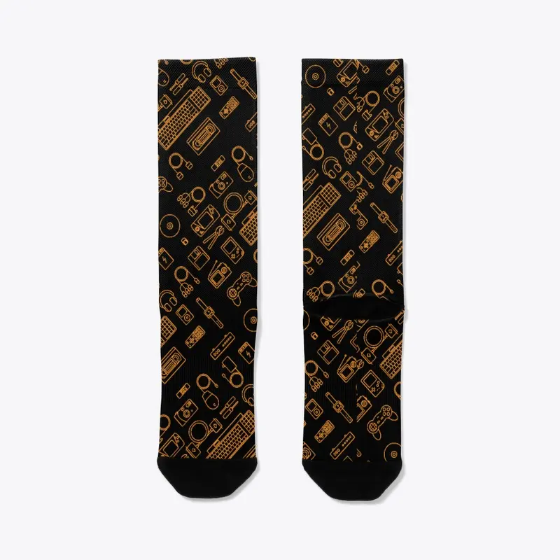 Retro Devices Pattern Socks (Amber)